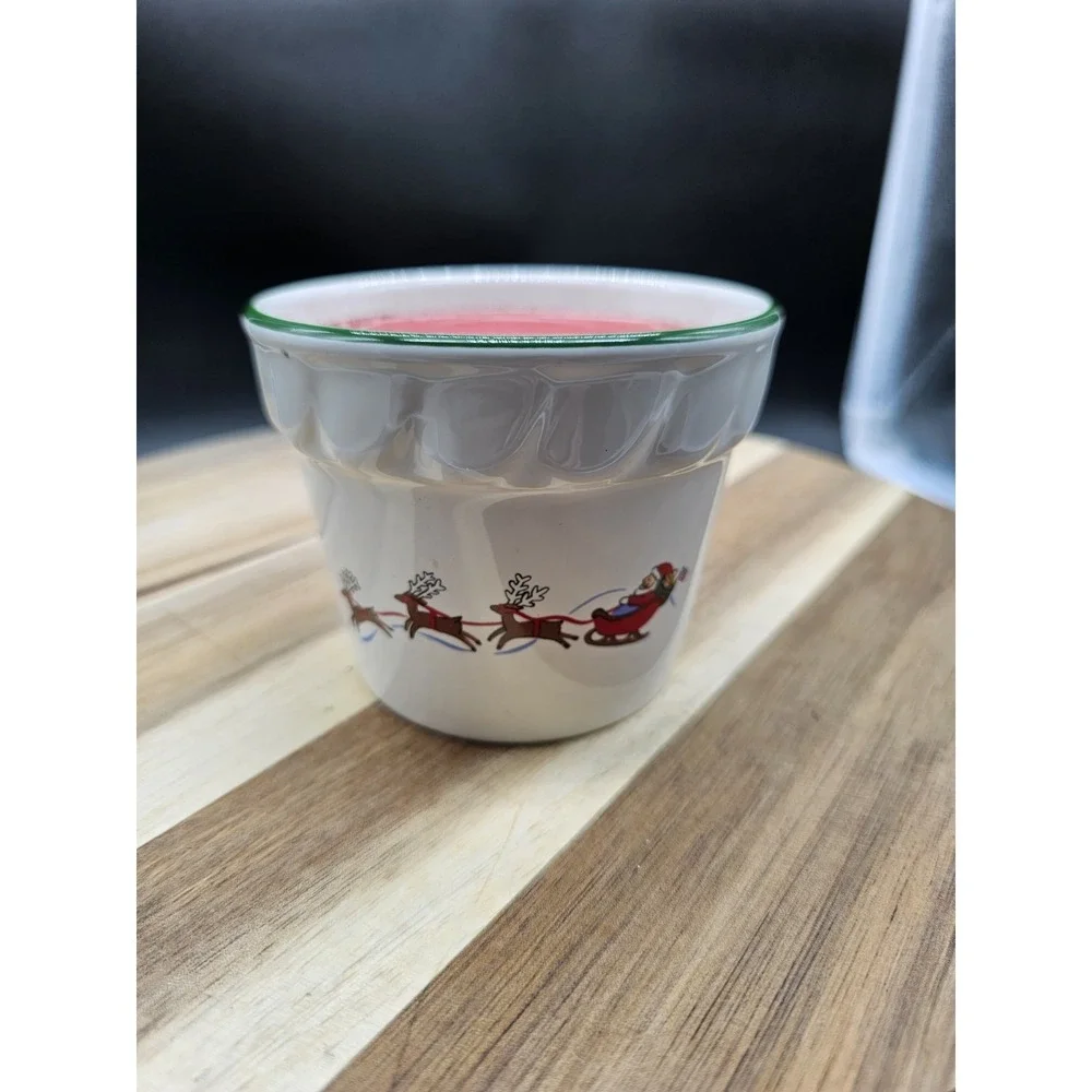 Vintage Pfaltzgraff Christmas Candle Santa‎ Sleigh Reindeer